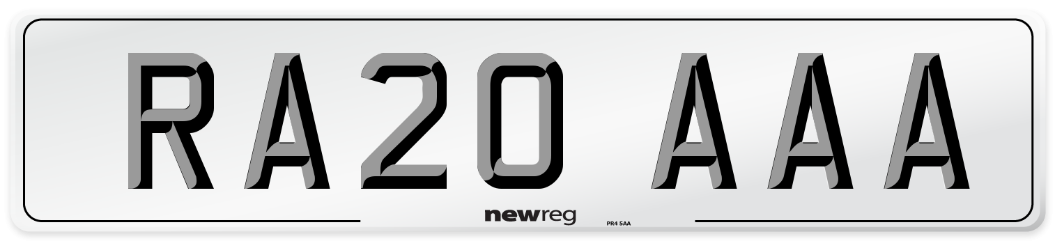 RA20 AAA Number Plate from New Reg